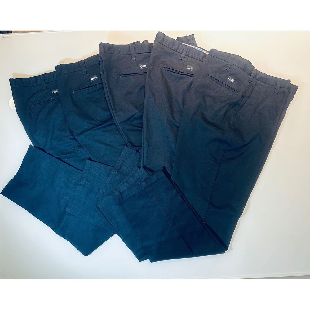 Lot of 5 Cintas ComfortFlex Men 36 Black Work Pants Uniform Trousers 865-35